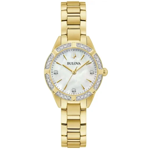 Bulova | Sutton Diamond Bezel Gold Tone Watch | 98R297
