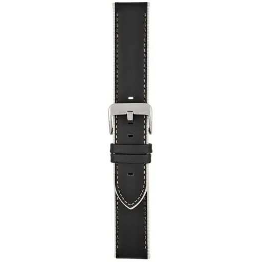 DARCY Black Contrast Edge Modern Finish Leather Watch Strap W180