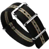 DUCKWORTH PRESTEX – Black NATO Watch Strap with Sand and Grey Stripe DPBNSG