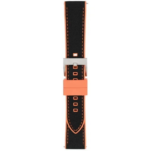 Endura | Black and Orange Sailcloth Rubber Hybrid Strap | WS208