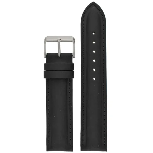 FORBES Matt Finish Black Heavy Padded Leather Watch Strap W971