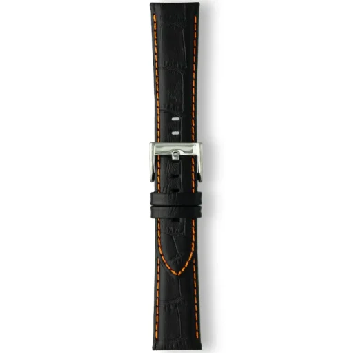 Hastings | Black Alligator Grain Strap Orange Stitching | LS1395/O