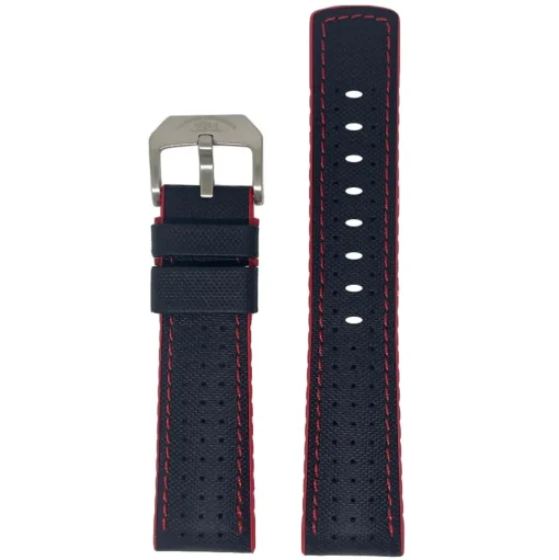 Mühle-Glashütte | Black & Red Leather/Rubber Strap 22mm 29er Big | BLKREDSTRAP.M1-25-33-LK