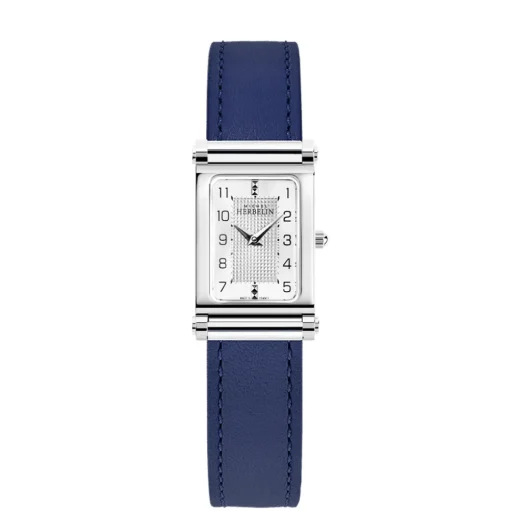 MICHEL HERBELIN – Antarès Rectangular Steel Blue Strap Combination COM.17048/28.39A