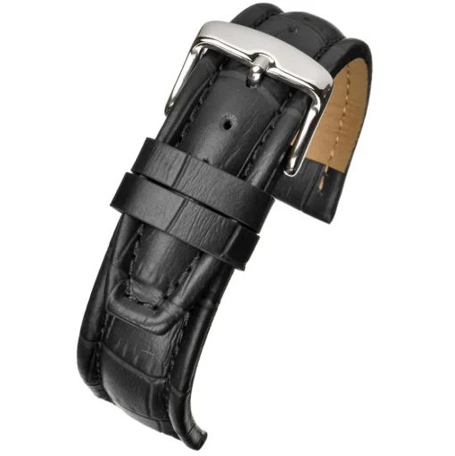Newton | Black Matt Alligator Grain Padded Strap | WH886