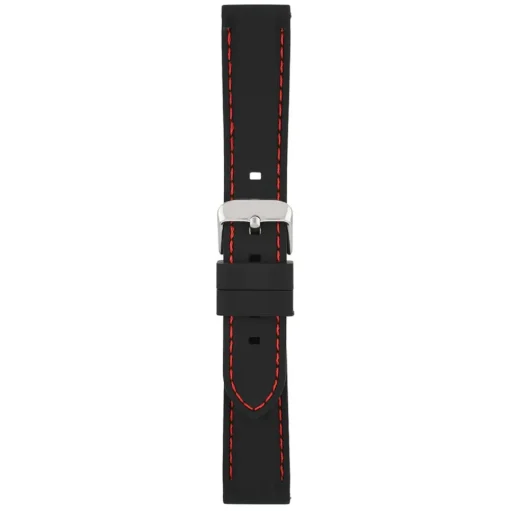 REGATTA Black Silicone Red Stitched Sports Watch Strap 8202