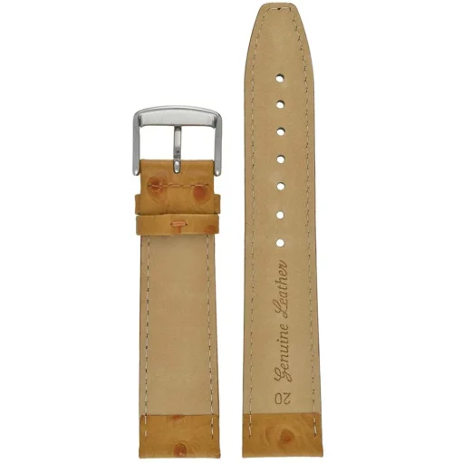 TODD Tan Ostrich Grain Leather Watch Strap WH101